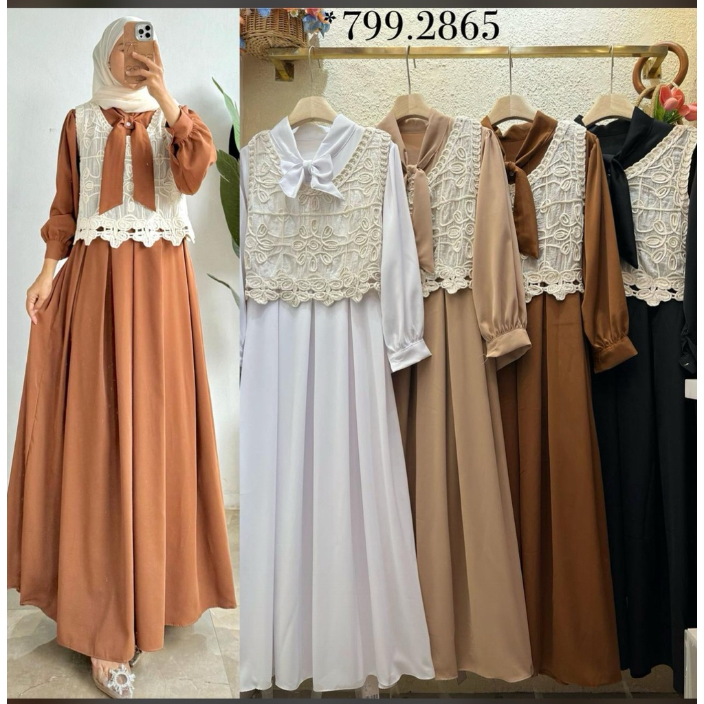 ZAMECA Yuna Gamis Dress set rompi