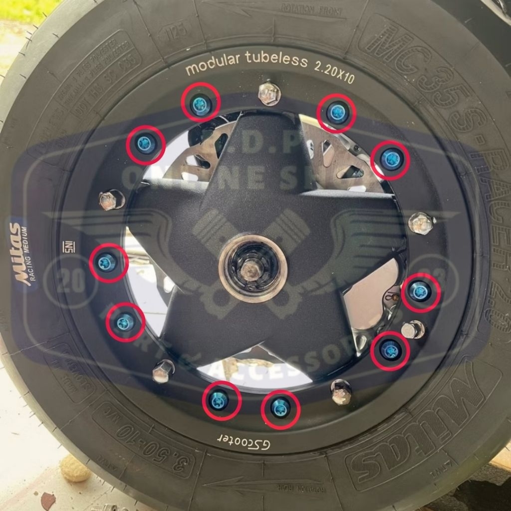 SATUAN baut pelk vespa velg gs scooter modular tubles original probolt titanium GR5 vietnam