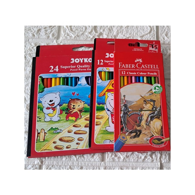 Pensil warna 12 dań 24 merek JOYKO dan Fabel Castel