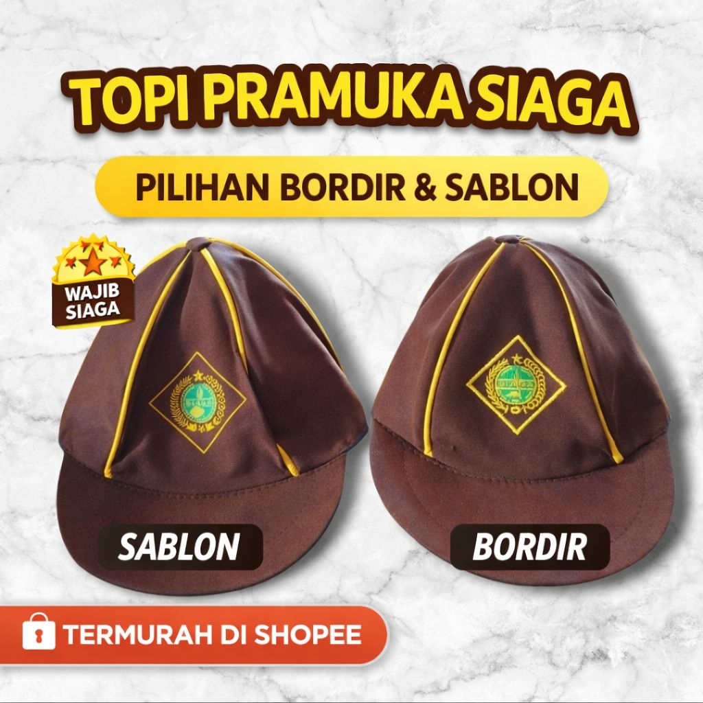 Topi Pramuka Siaga SD Bordir Sablon