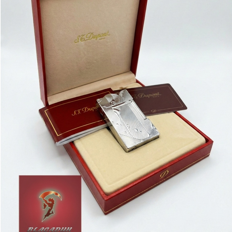 S.T. Dupont Ligne 2 Silver Engraved Wave Pattern - Authentic Luxury Lighter - Korek Dupont Original 