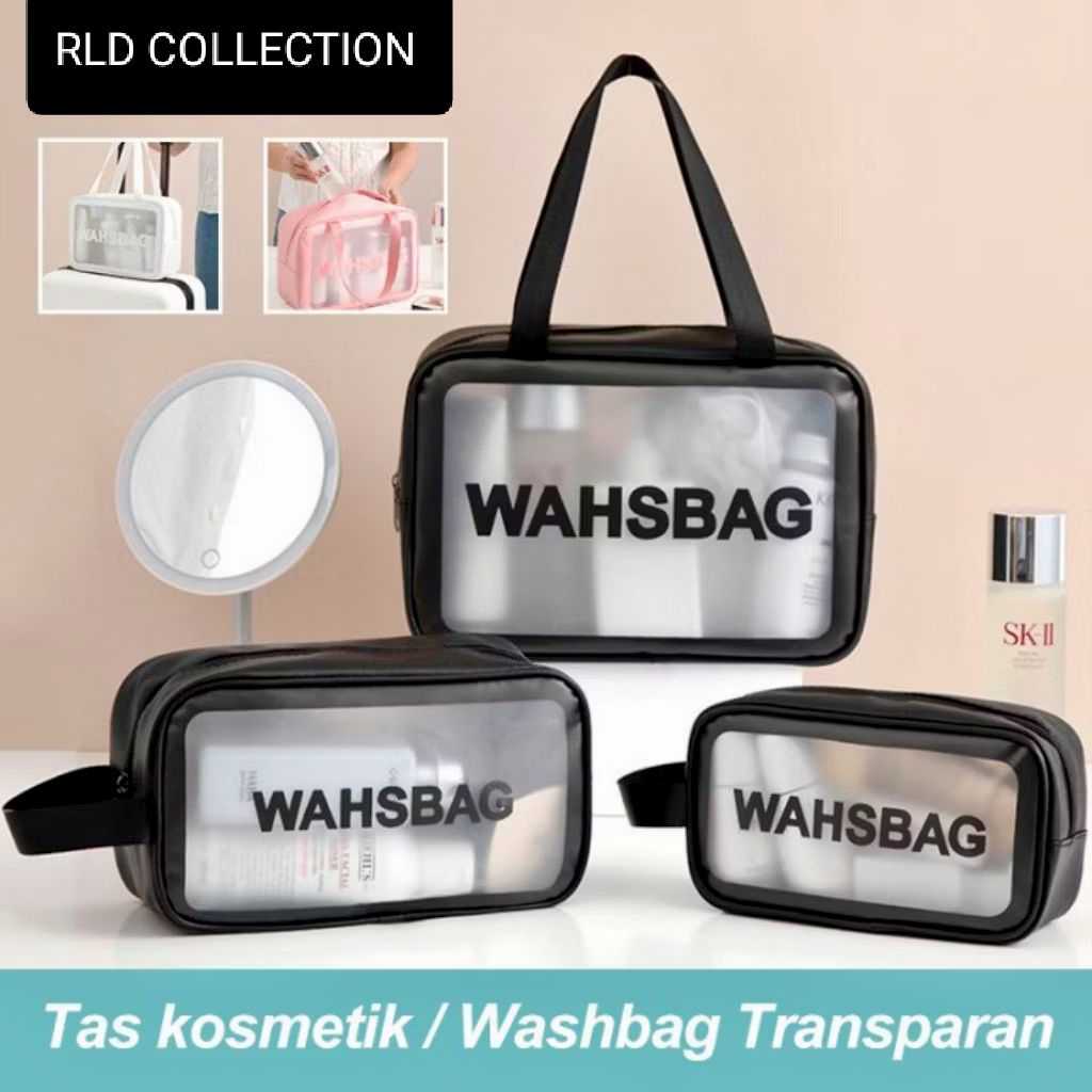 WASHBAG TRANSPARAN ( Besar,Sedang,Kecil ) TAS KOSMETIK WATERPROOF / TAS WANITA MAKE UP