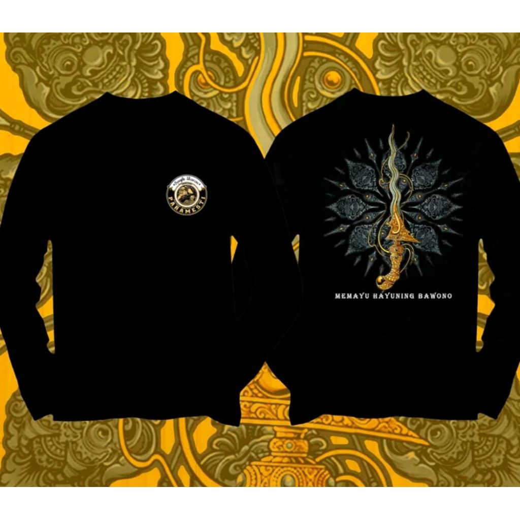 Kaos Lengan Panjang Keris Jawa Memayu Hayuning Bawono T-shirt Unisex Bahan Adem Nyaman