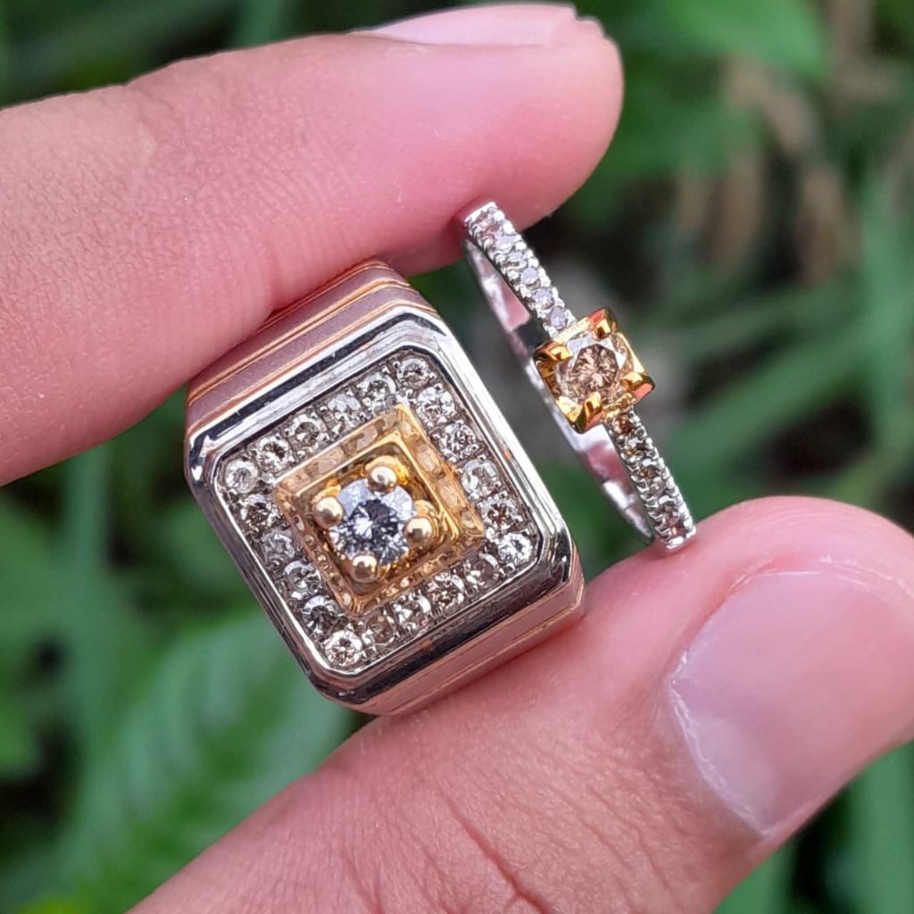 set cincin cuople mata full natural berlian eropah asli berbahan perak