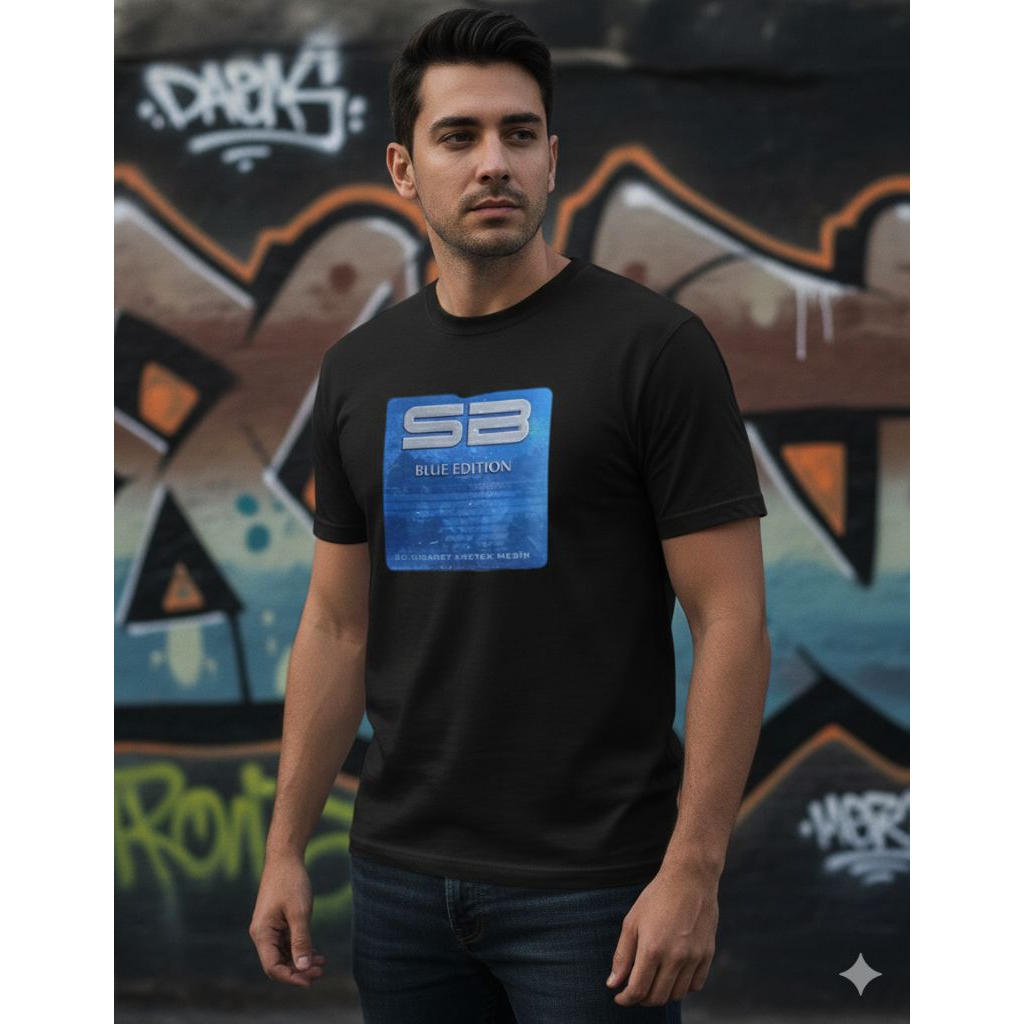 promo sendang biru kaos edition pria dewasa cocok buat santai kekinian