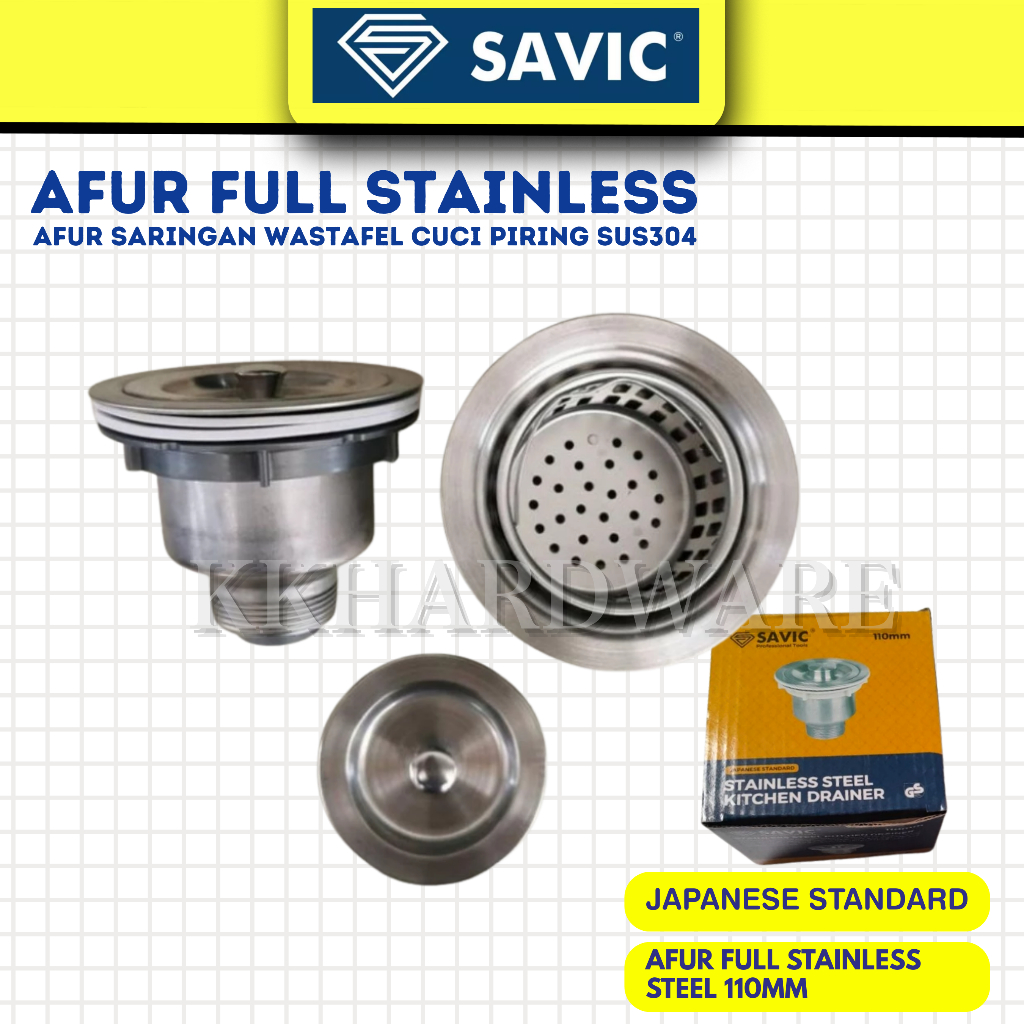 Afur Wastafel Full Stainless Saringan Bak Cuci Piring Wastafel Sink Avur Savic - Anti karat