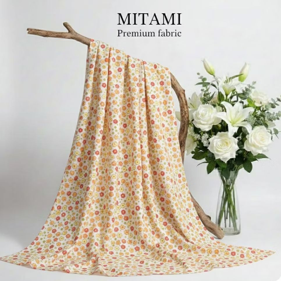 Kain Bahan Katun Premium Motif Bunga Daisy Warna-Warni (Harga Per 0,5)LQ