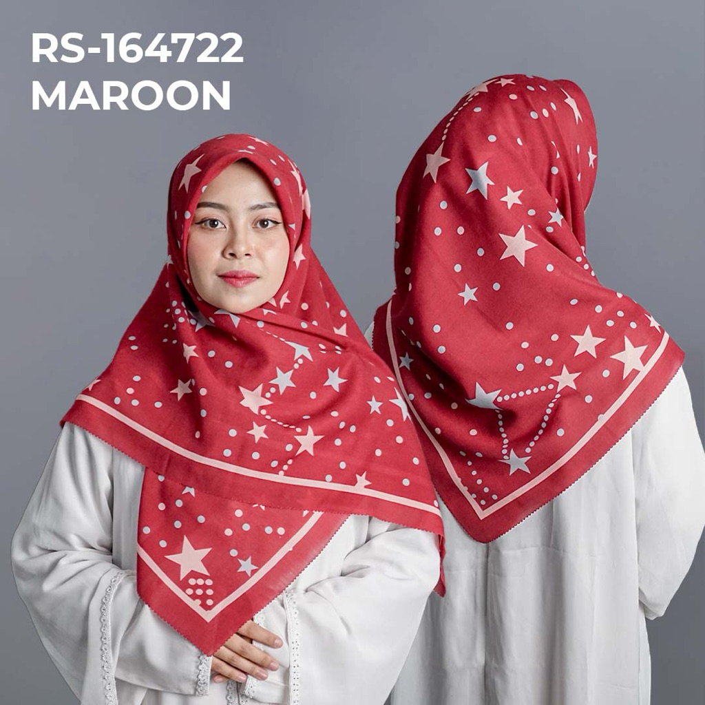 RS-164722 MAROON Hijab Jilbab Dennay Scarves Voal Motif Segi Empat Basic Laser Cut