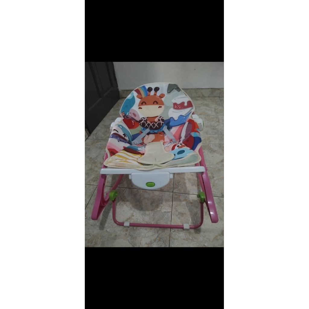 Kursi Goyang Manual Bayi - Second full aksesoris + musik - Bouncer bayi 0-4thn