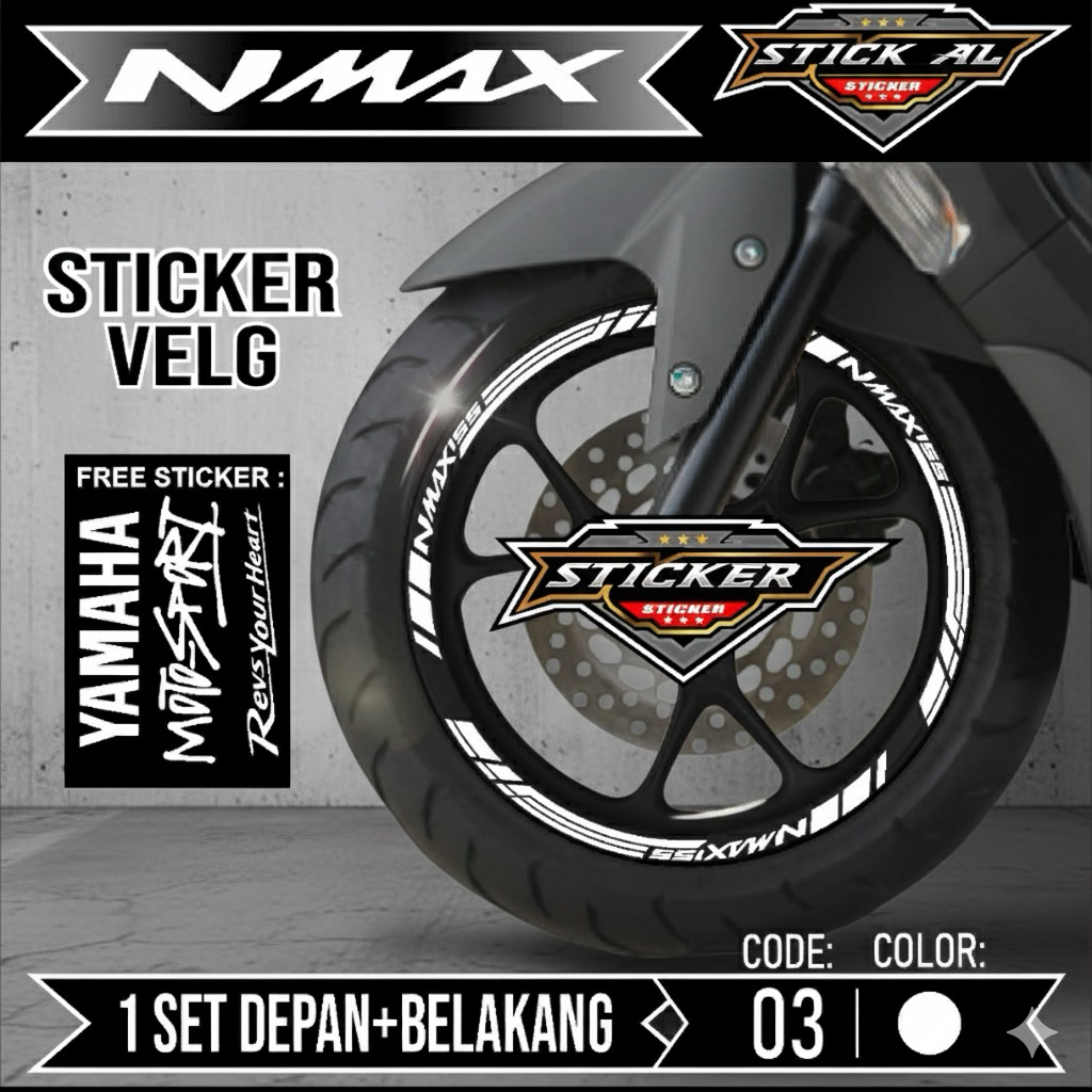 Sticker Velg Nmax Cutting Velg Motor Yamaha NMAX Old List Stiker Cutting Velk Ban Variasi Set Depan 