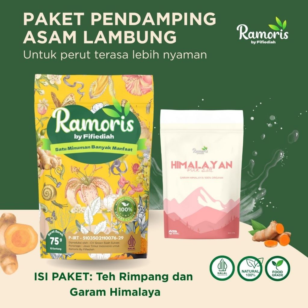 Teh Rimpang Ramoris Paket Asam Lambung + Garam Himalaya – Pendamping Lambung Lebih Nyaman