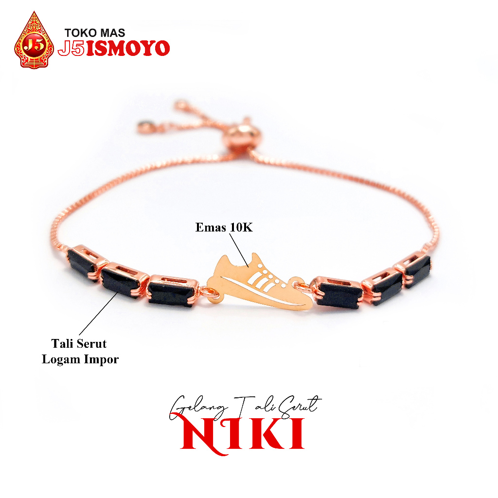 Gelang Tali Serut Kombinasi Emas Mas Asli Niki J5 Ismoyo