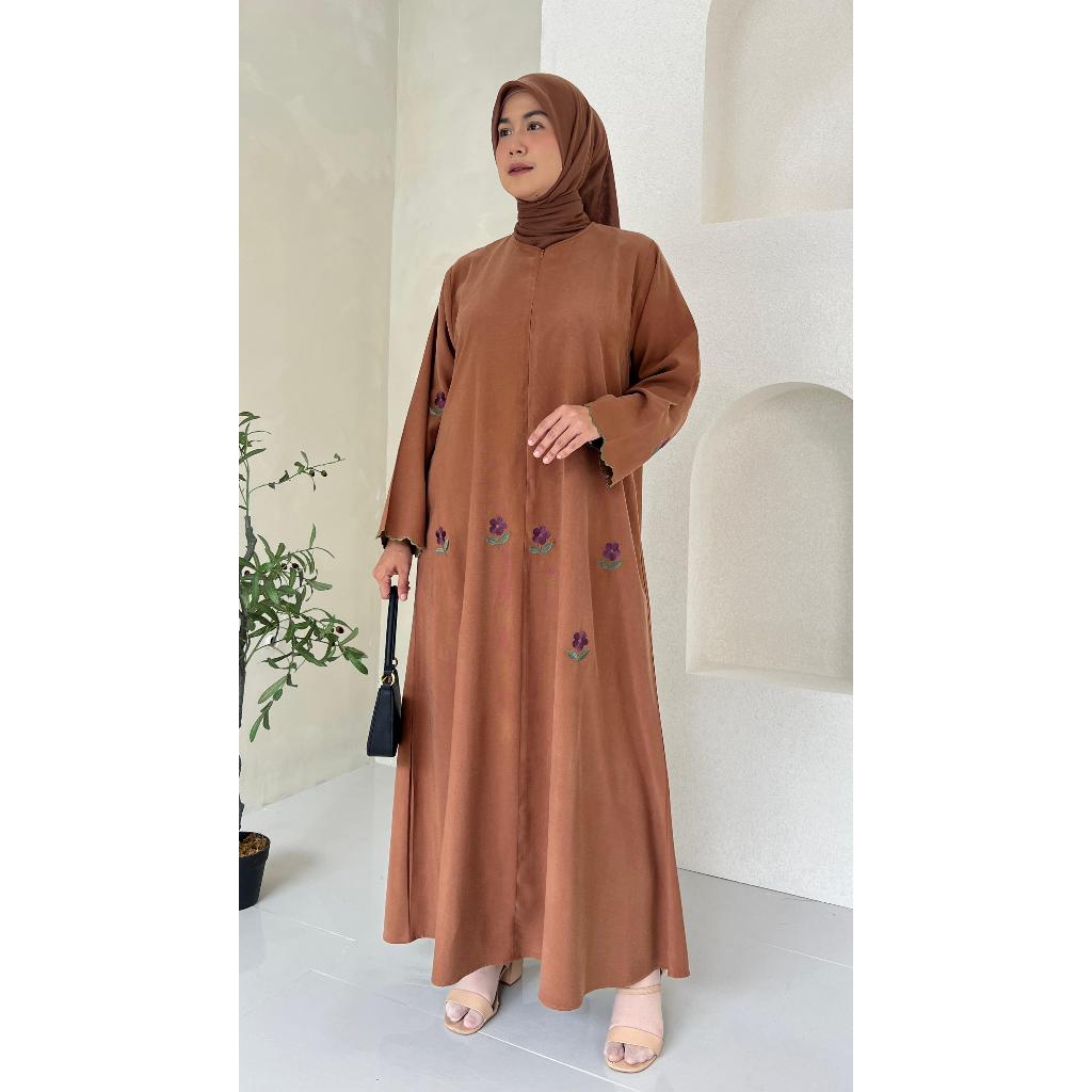 GAMIS KATUN TWILL BORDIR / BAJU WANITA MUSLIM/ WARNA DIABI ADIBA/ GROSIR TANAH ABANG