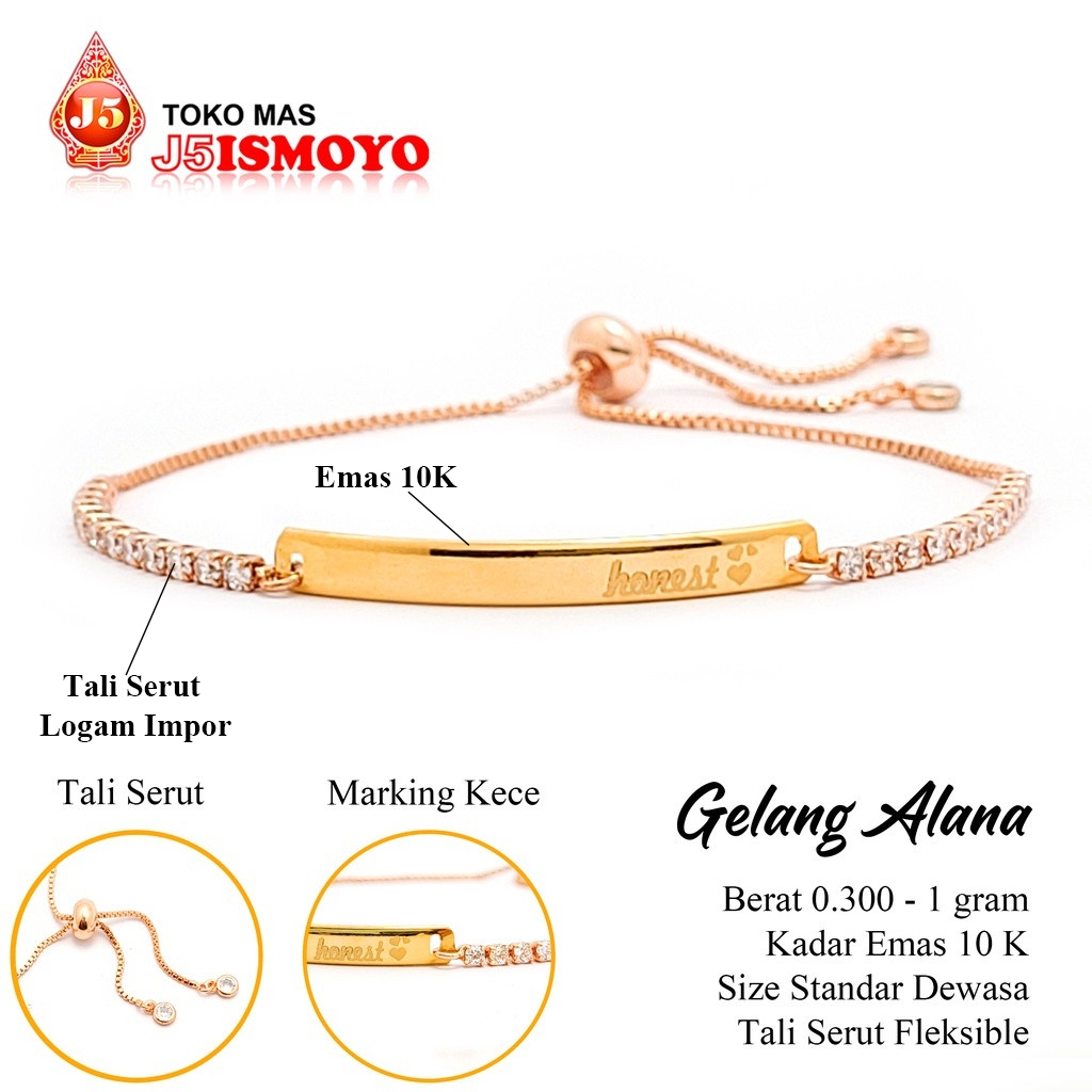 Gelang Tali Serut Kombinasi Emas Alana BTPU J5 Ismoyo