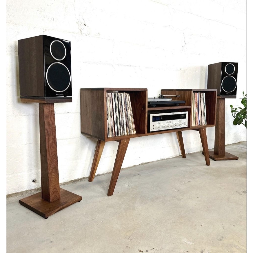 stand speaker/ dudukan speaker kayu mahoni