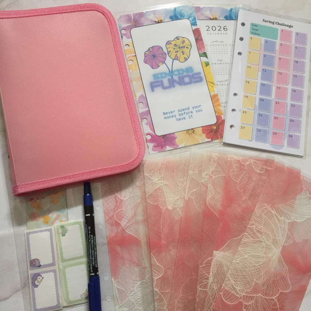 Binder Menabung Bulanan - Binder Keuangan Ukuran A6 (12 Envelopes)