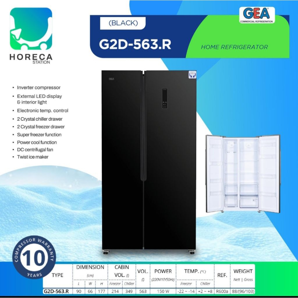 KULKAS GEA SIDE BY SIDE 2 PINTU TYPE G2D-563.R KULKAS GEA 2PINTU SIDE BY SIDE KULKAS GEA SBS