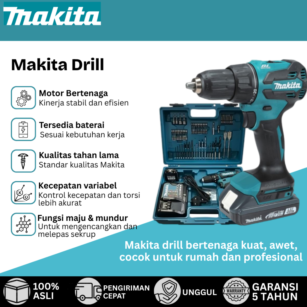 MAKITA 9980vf Mesin bor 2baterai cas 10mm bor listrik murah bor tangan baterai besi tembok Beton kay