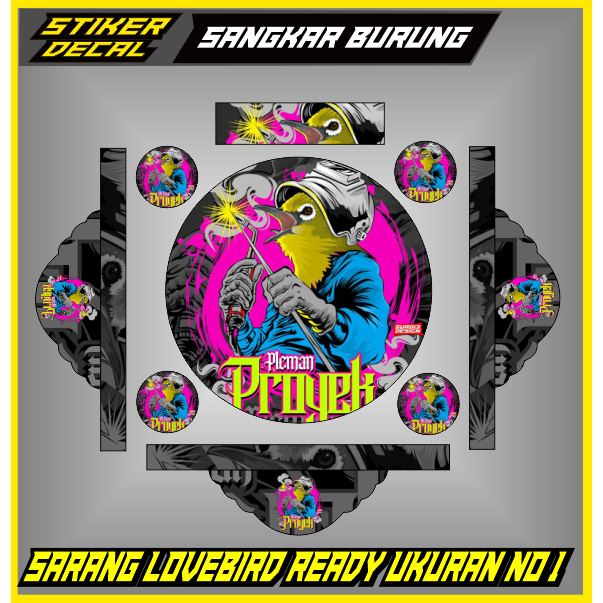 Stiker Sangkar Burung Love Bird Diameter 33cm/No.1 Anti air Kurungan Manuk Bulat