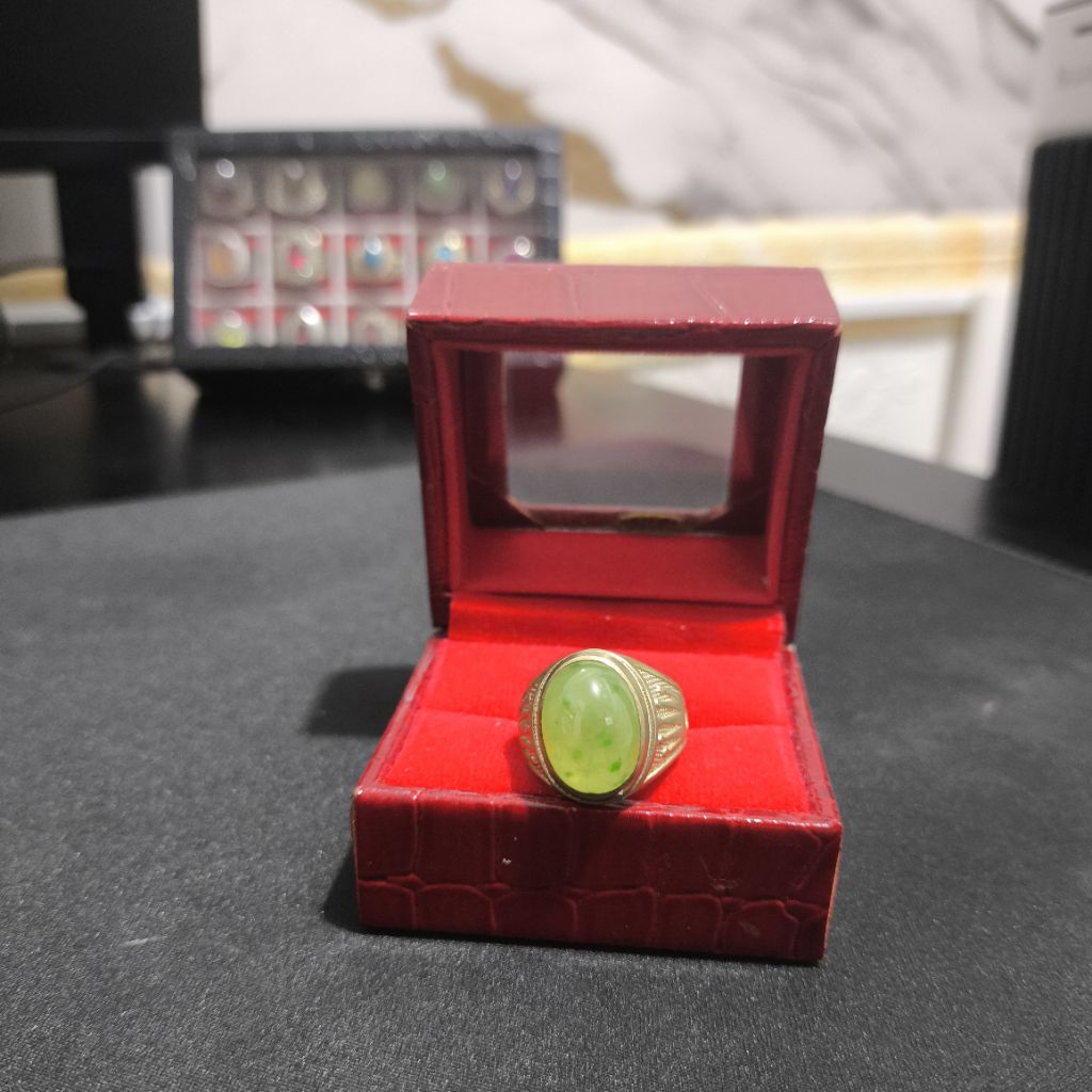 Batu Natural Idocrase Lumut Aceh Kumbang Jati Emerald Murah