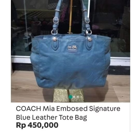 Coach Mia Embosed Signture Blue Leather