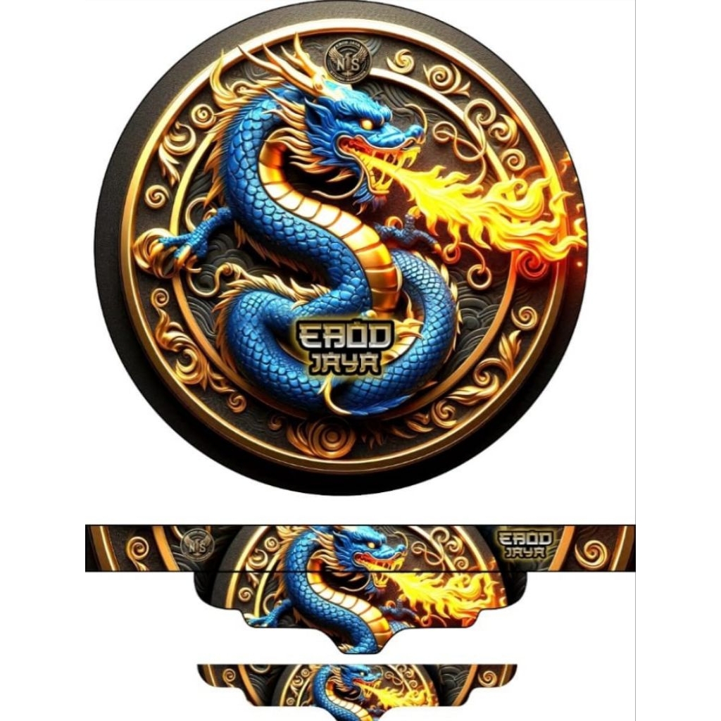 sticker decal sangkar bulat murai NO2 motip naga biru