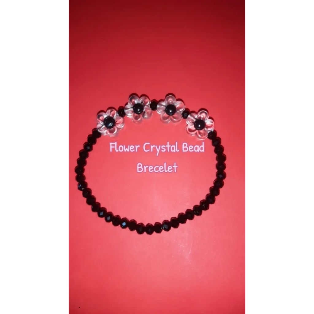 Gelang Manik Kristal hitam bunga