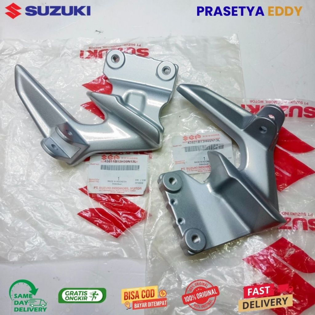 SEPASANG BESI PIJAKAN FOOTSTEP BELAKANG SUZUKI HAYATE 125 ORIGINAL SGP