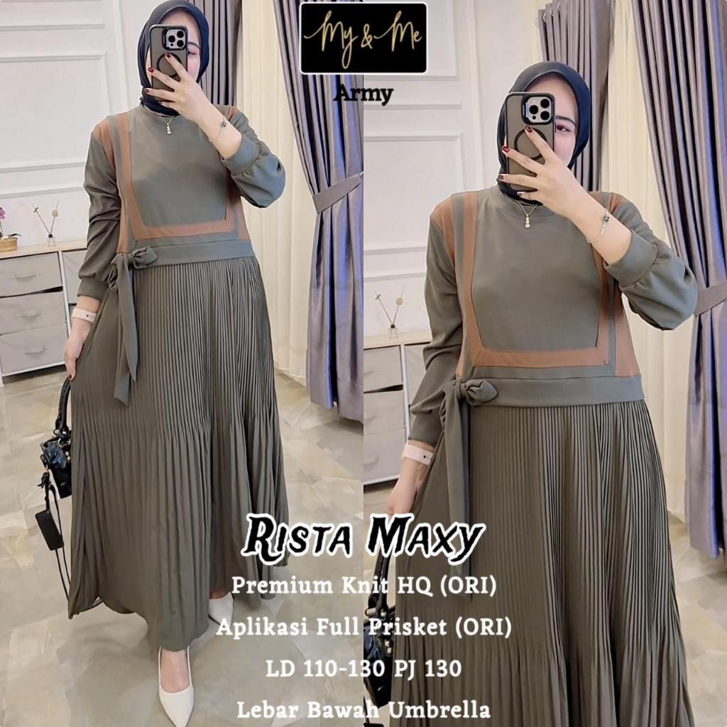 RISTA MAXY DRESS KNIT  LENGAN PANJANG LD 110 MOTIF TERBARU BAJU GAMIS PISKET WANITA KEKINIAN