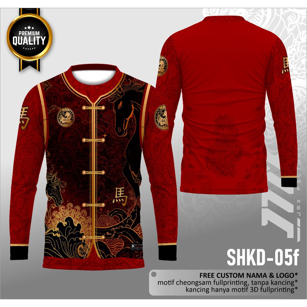 Cheongsam Pria Imlek 2026 Dryfit Cool Fit BAHAN EMBOSS FREE CUSTOM