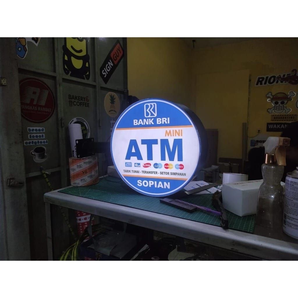 NEON BOX AGEN BRILINK BULAT 2 SISI UKURAN DIAMETER BULAT