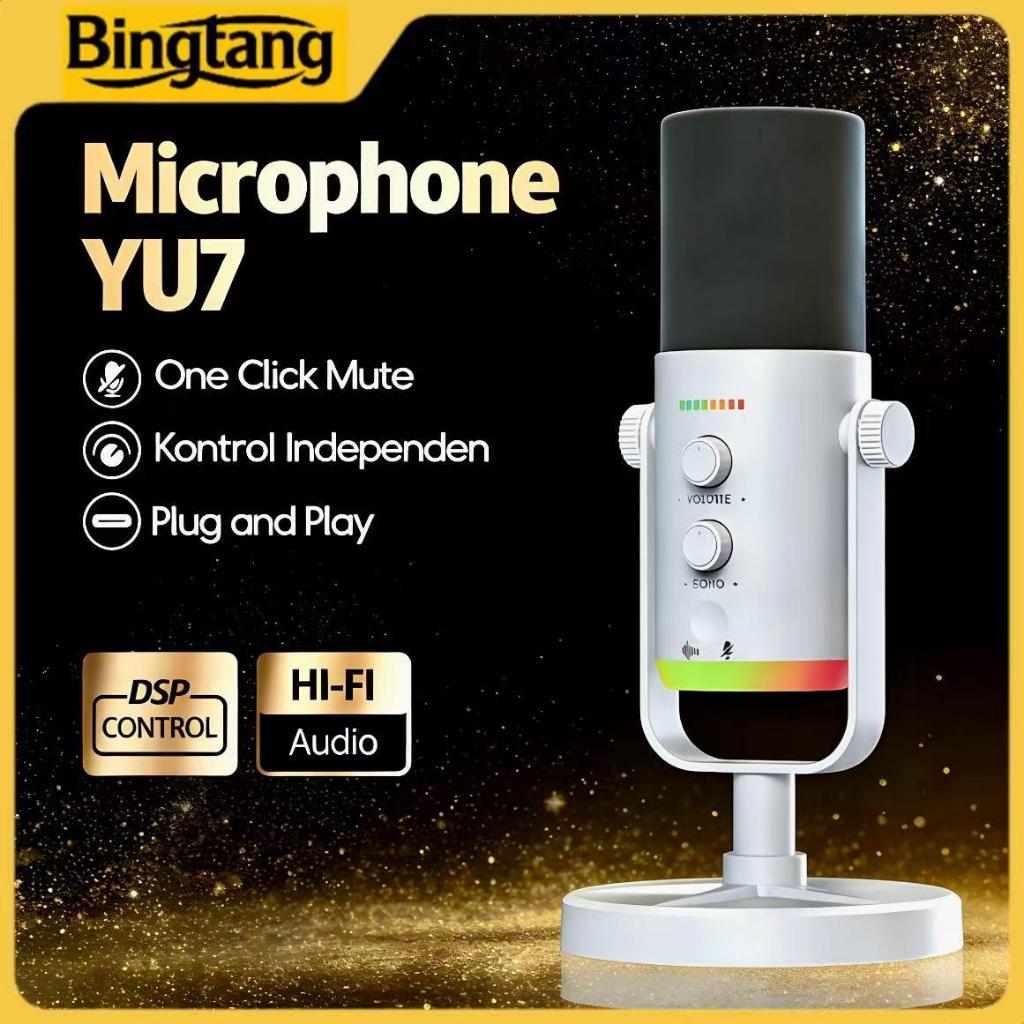 YU7 RGB Mic Profesional Gaming Podcast Singing 2 in 1 XLR Type C Kit Condensor Cardioid Mic Podcast 