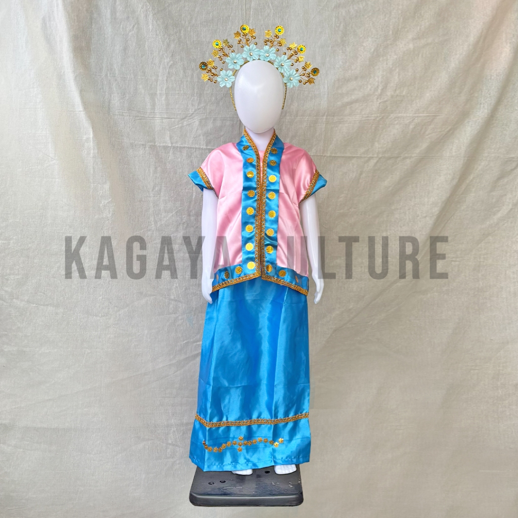 Baju Adat Bodo Anak Anak Set Lengkap Bando TK SD Kecil - Baju Bodo Adat Bugis Anak Anak TK SD Kecil