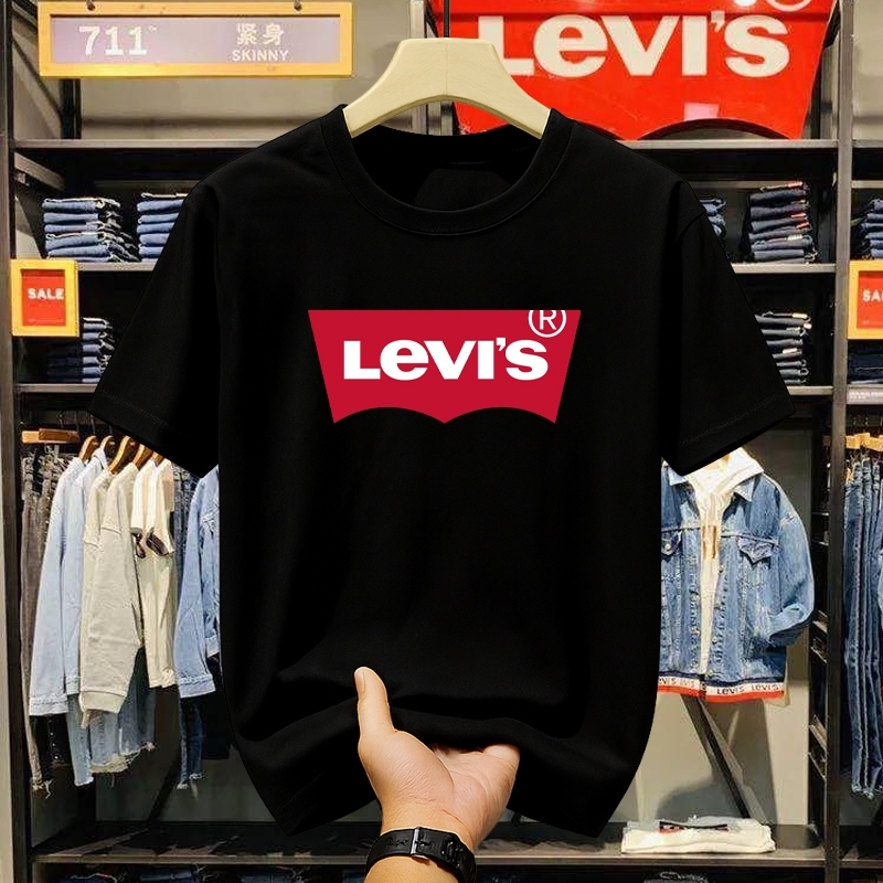 Harga Promosi COD kaos pria original branded 100% katun premium kerah bundar ukuran besar Levis kaos