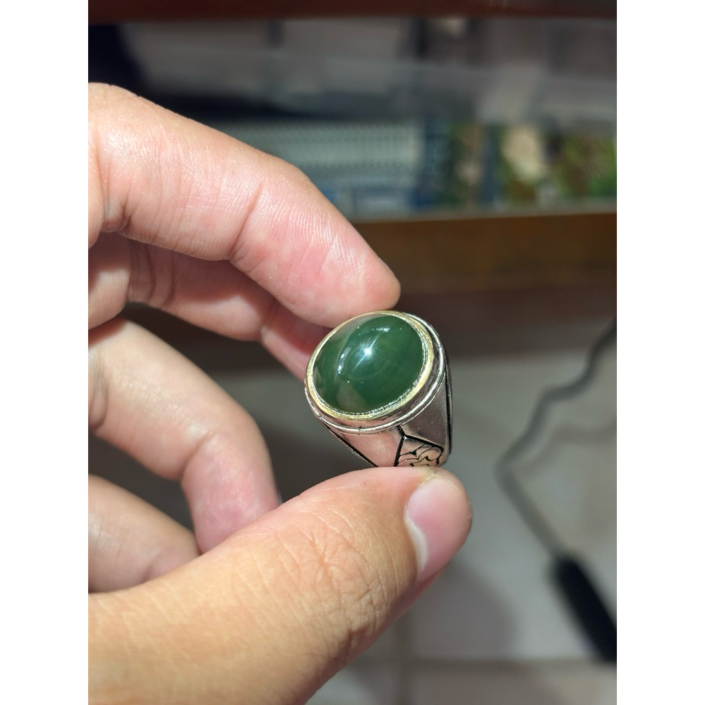 CINCIN NATURAL SERPENTINE ACEH IJO BOTOL