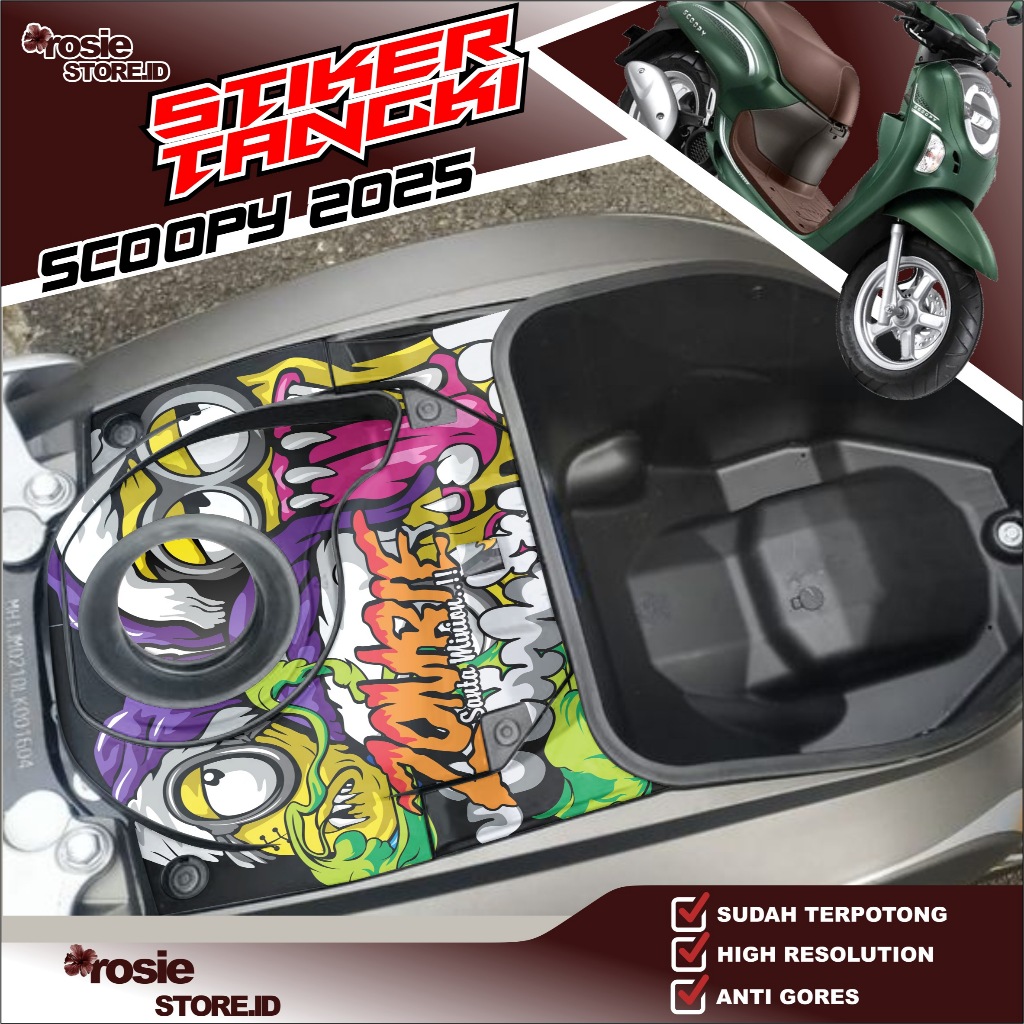 Stiker Tangki Bensin Scoopy 2025 Sticker Tengki Motor Scoopy New 2025 Smart Key Anti Luntur
