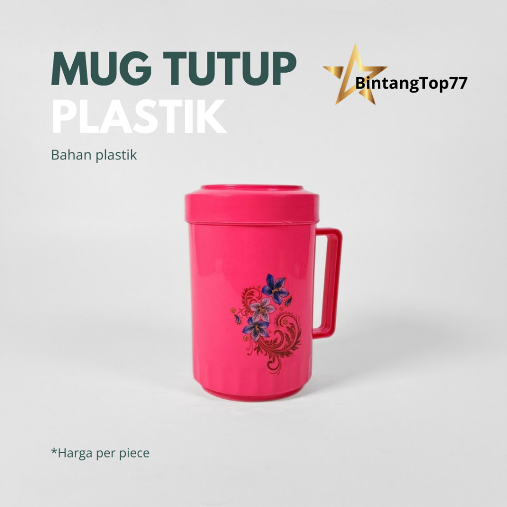 Mug + Tutup  Putar Plastik Goldi / Cangkir Tutup Putar Serbaguna (HARGA PER PIECE)
