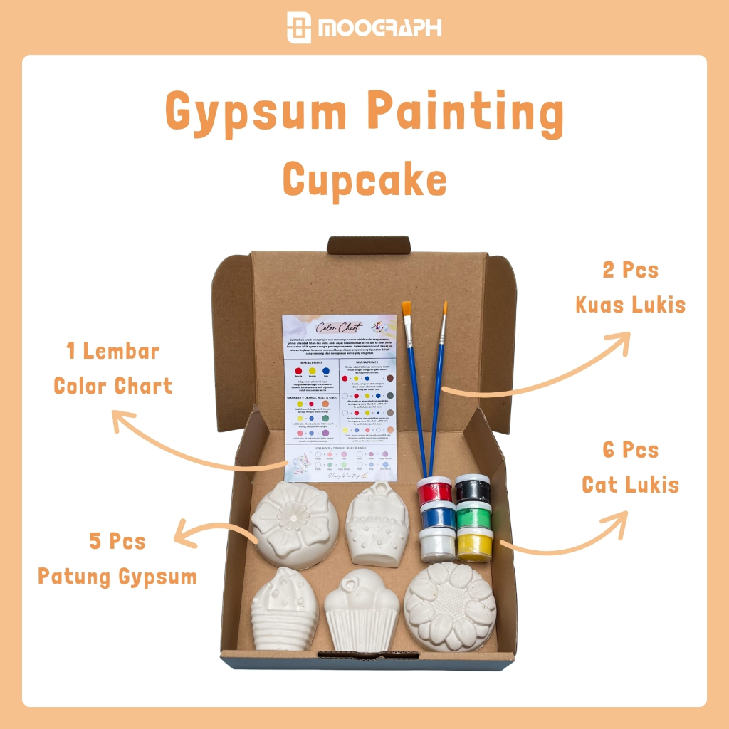 Gypsum Painting Lukis Gypsum Set Cupcake Gypsum Mewarnai Edukasi Anak Dengan Cat Akrilik