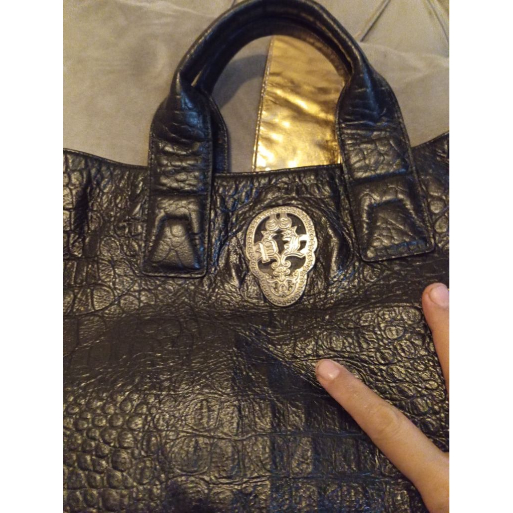 tas pol*ne.logo tengkorak motif buaya.kulit tebal banget+ talpan