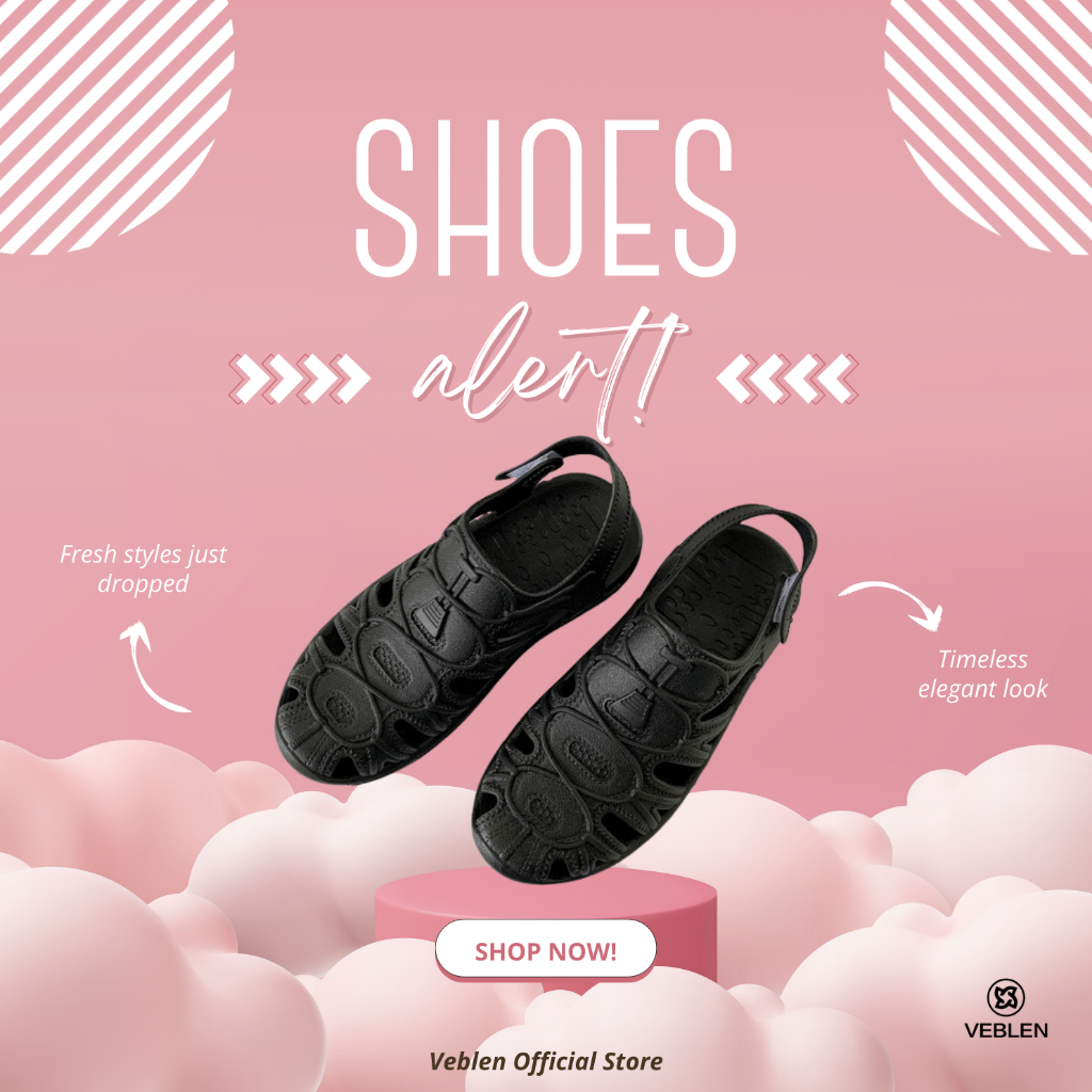 VEBLEN OFFICIAL STORE Sandal Sepatu Clog Wanita Model Gaya Korea Style Terbaru Kekinian Anti Basah