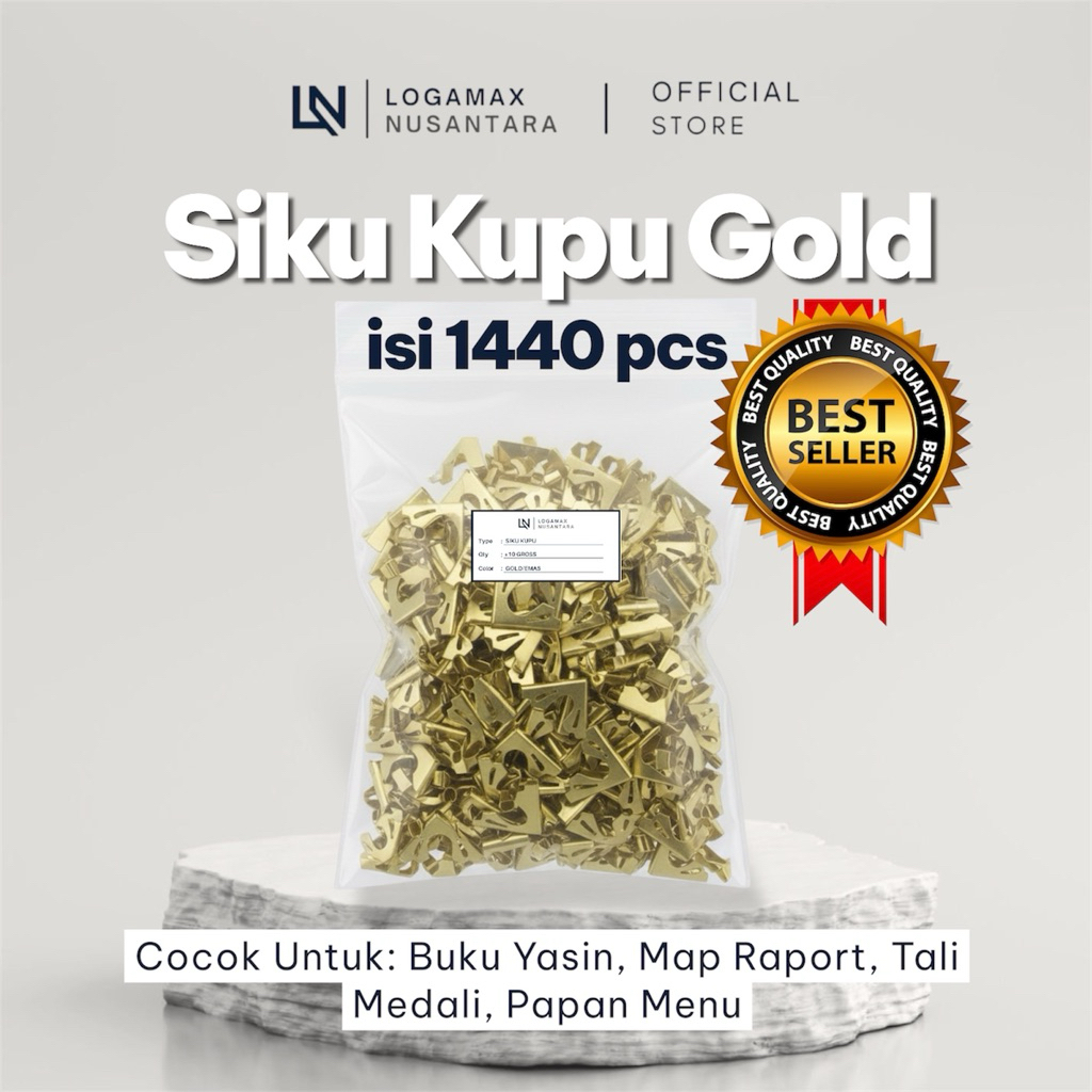 (10 GROSS / ±1.440 PCS) SIKU KUPU EMAS LOGAMAX / SIKU KEMBANG / SIKU SUDUT BUKU / SIKU BUKU WISUDA/ 