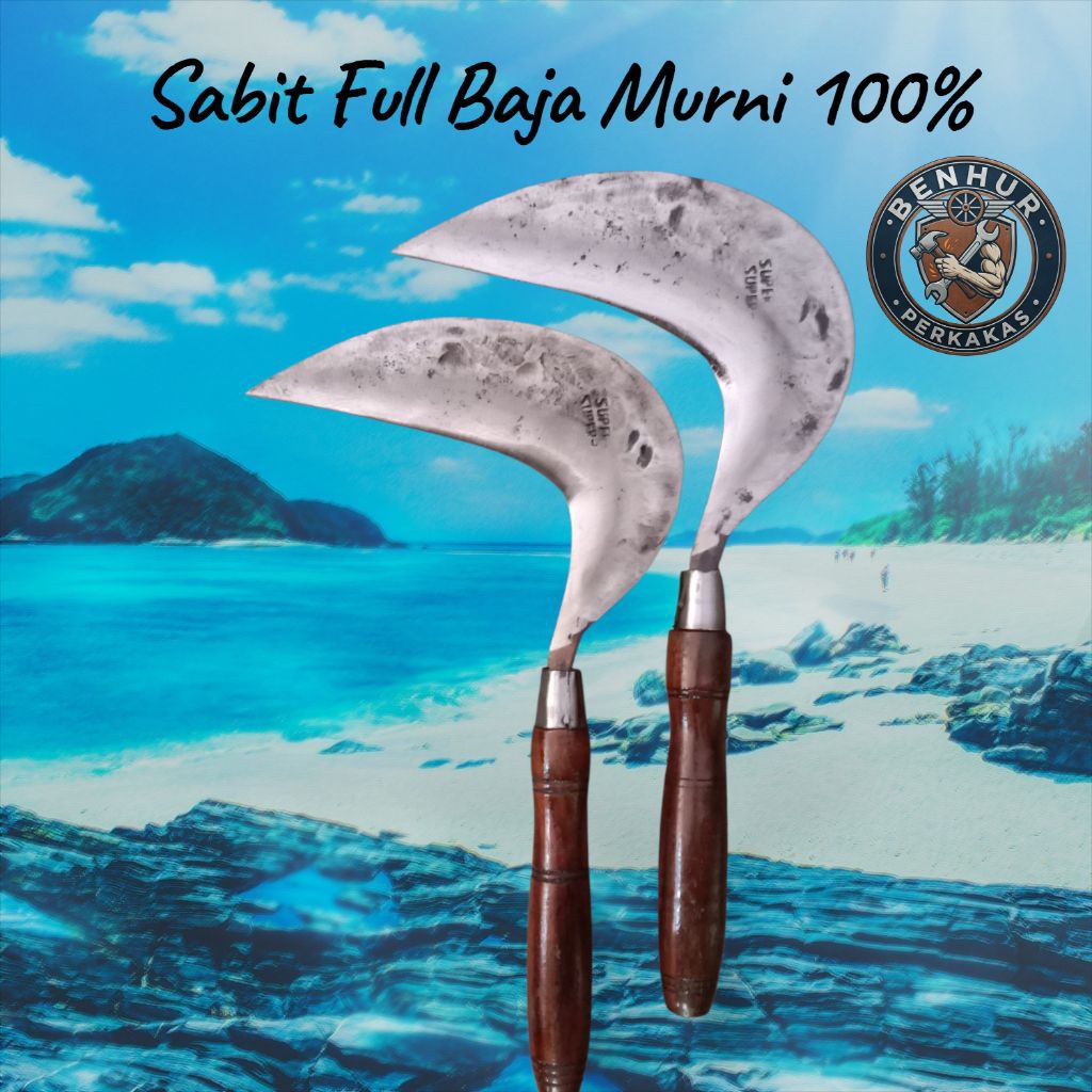 Arit Sabit Rumput Baja Murni 100% Super Tajam - Sabit Pertanian Benhur Perkakas Premium