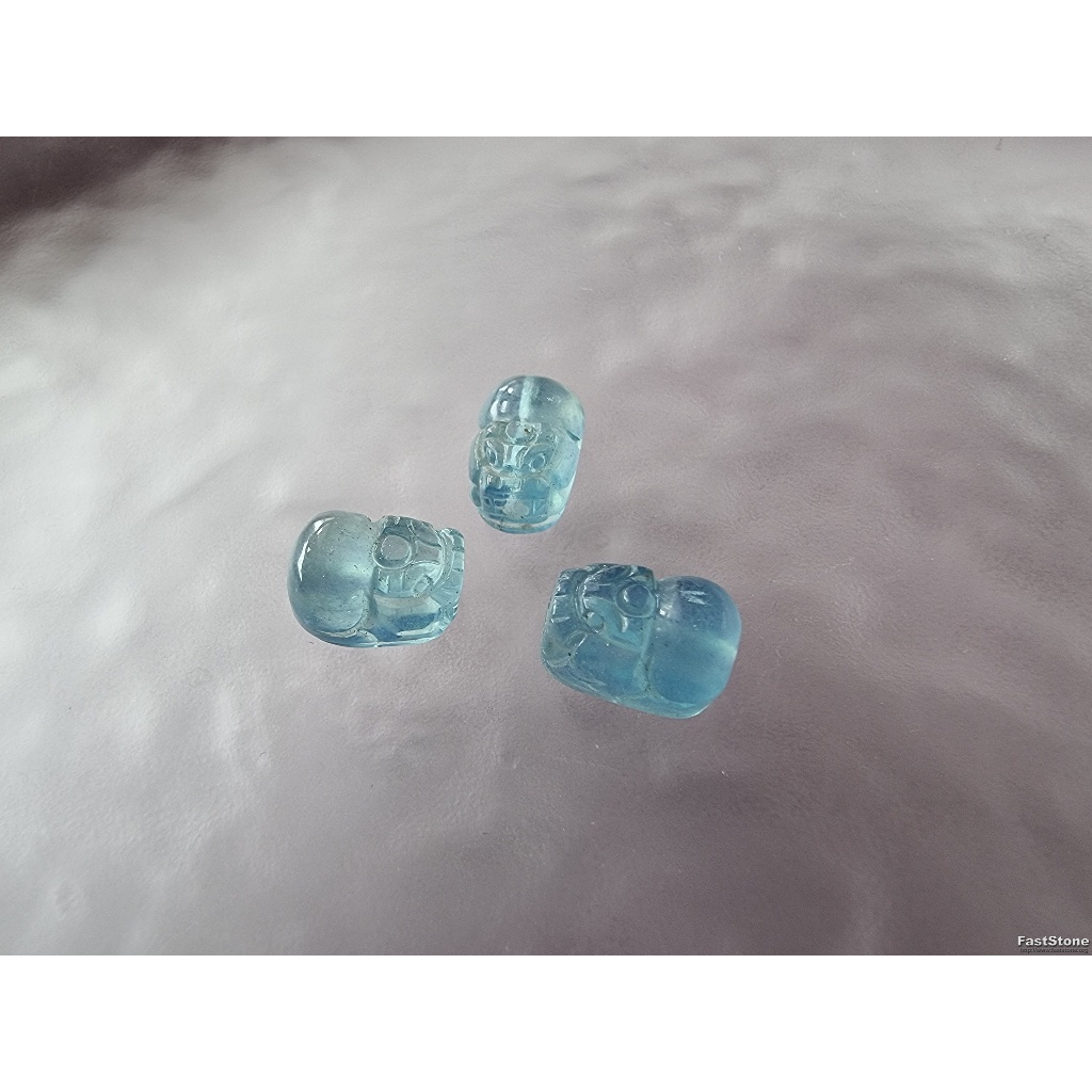 Liontin Batu Aquamarine Quartz Pixiu Lurus Natural Stone 12mm C820