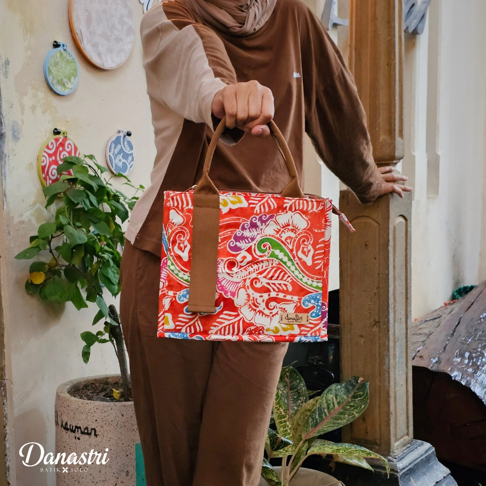 Danastri Tas Batik Wanita Mini Tote Bag Zipper Lock YKK | Kain Katun Batik Cap Asli - Danas New