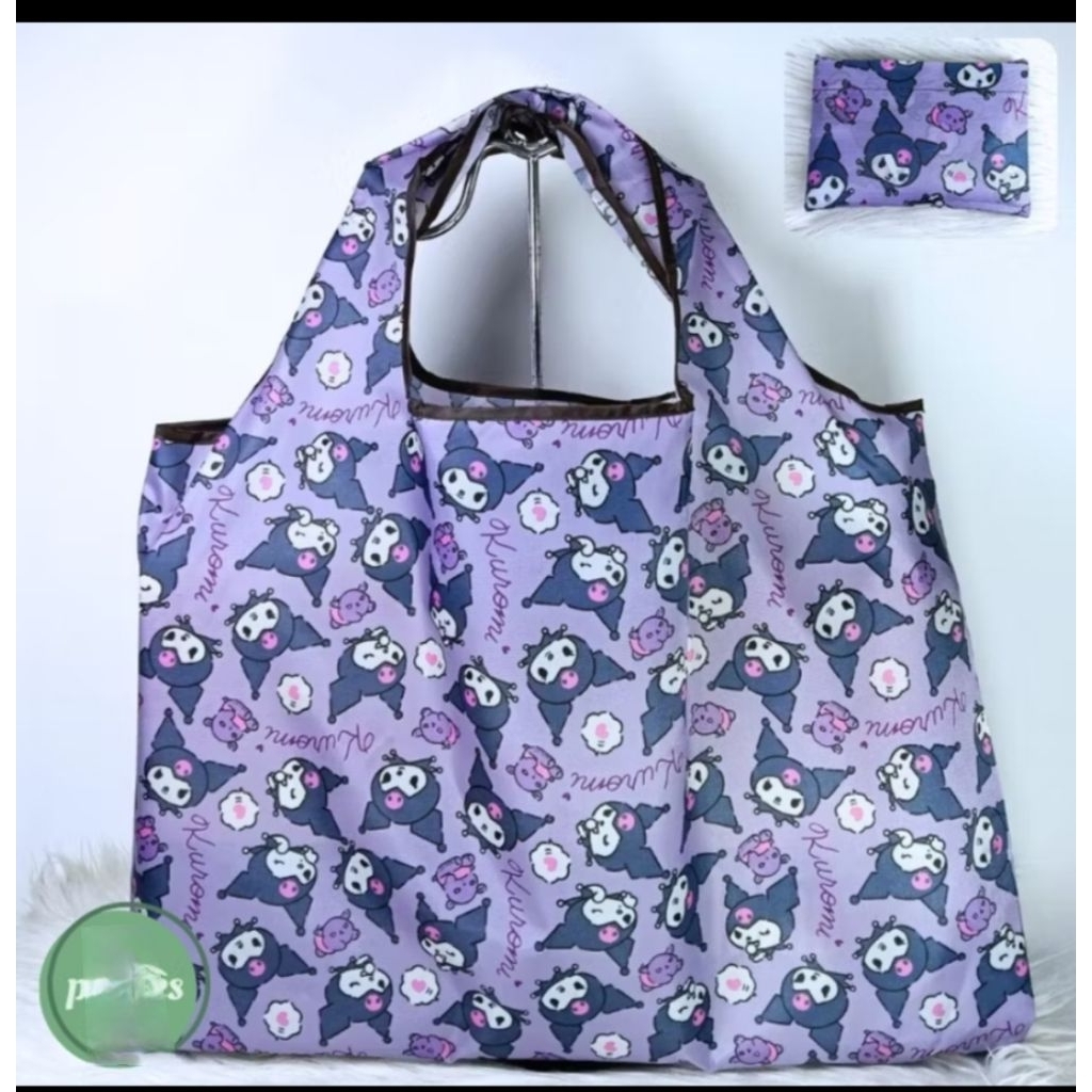 Tote bag kuromi tas belanja lipat karakter kuromi shopping bag kuromi