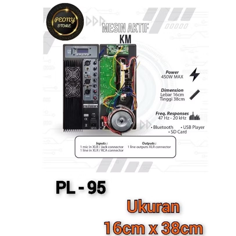 MESIN KIT AKTIF USB BLUETOOTH 16x38 / POWER KIT AKTIF 1000watt 16cm x 38cm IMPORT