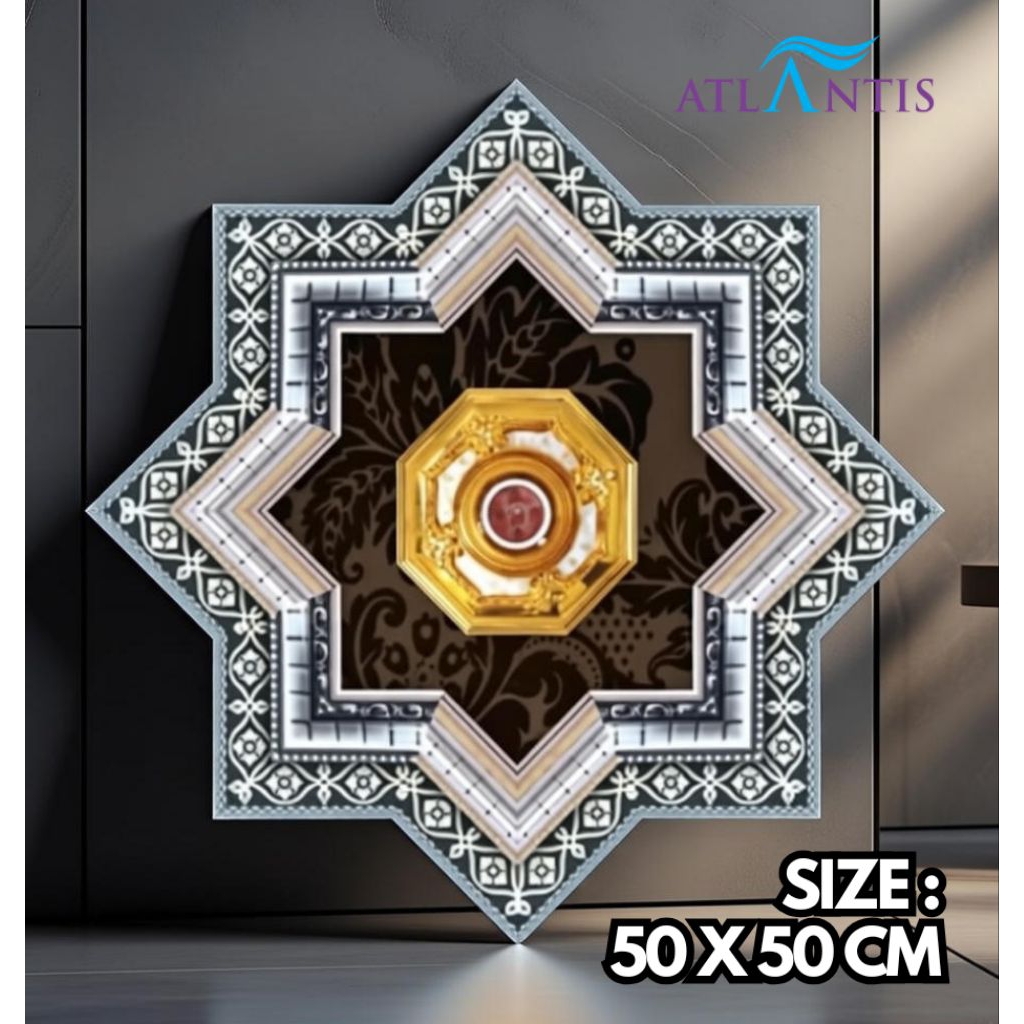 ornamen lampu plafon pvc gypsum murah ukuran 50 x 50 cm
