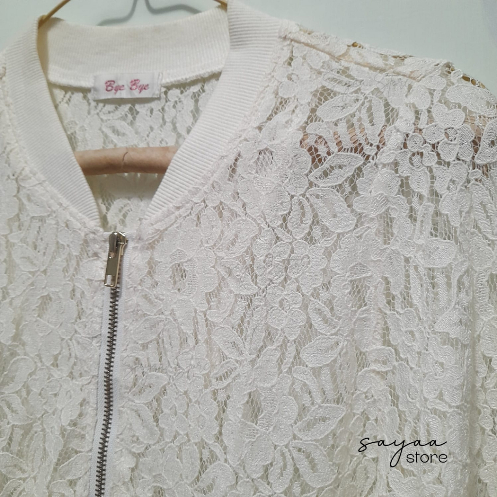 Bye Bye Atasan Fashion Wanita Brukat Jaket Outer Jacket