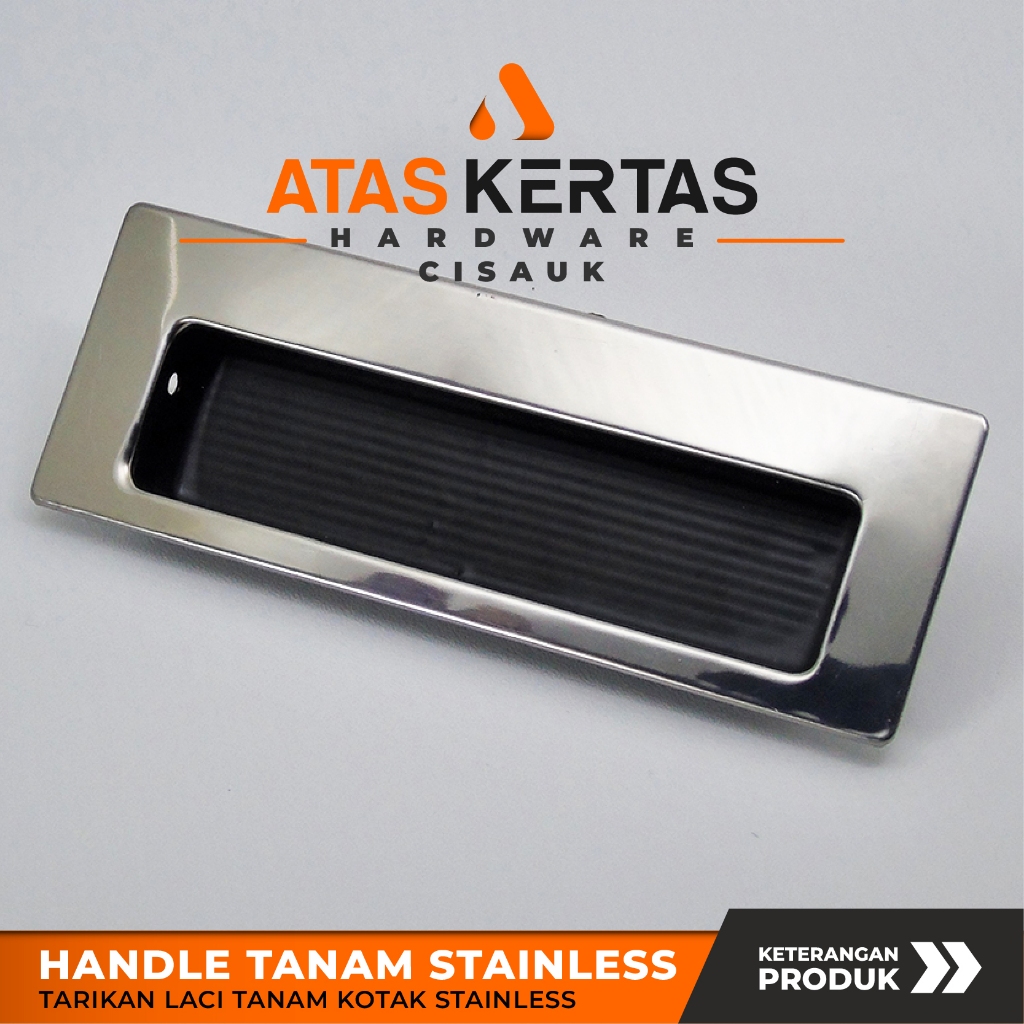 Handle Tanam Stainless Kotak - Tarikan Pintu Lemari Dapur - Handle Pintu Geser