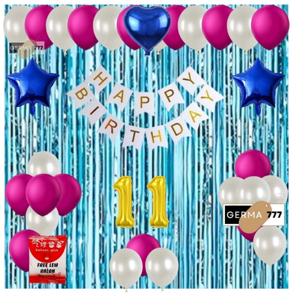 Dekorasi Pesta Ulang Tahun Anak Dewasa Balon Latex Putih Mix Magenta Dekor Birthday Party Elegan